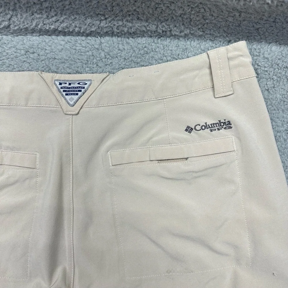 Columbia PFG XM3629 Mens Size 36W 30L Beige Cropped Cargo Fishing Outdoors Pants